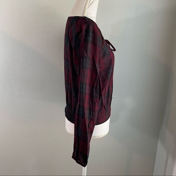 Express Red & Black Plaid Blouse - Picture 3 of 5